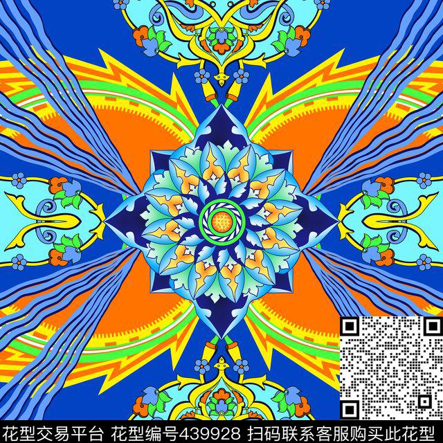 花复古几何数码印花华亿平台下载（图片编号: 439928） - 瓦栏（Walan）