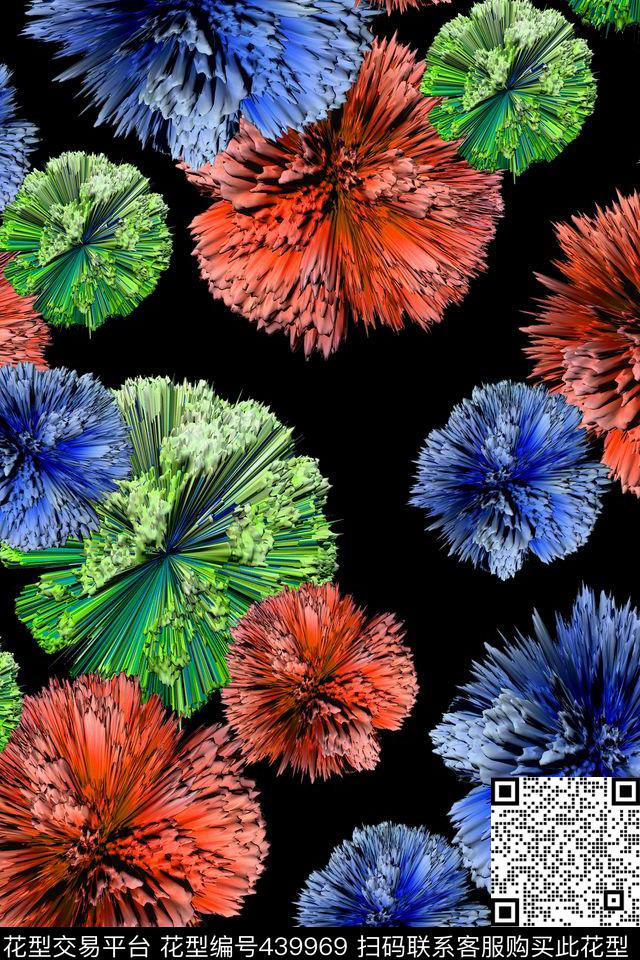 抽象石笋花数码印花华亿平台下载（图片编号: 439969） - 瓦栏（Walan）