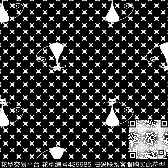 小猫趣味格子传统印花华亿平台下载（图片编号: 439985） - 瓦栏（Walan）