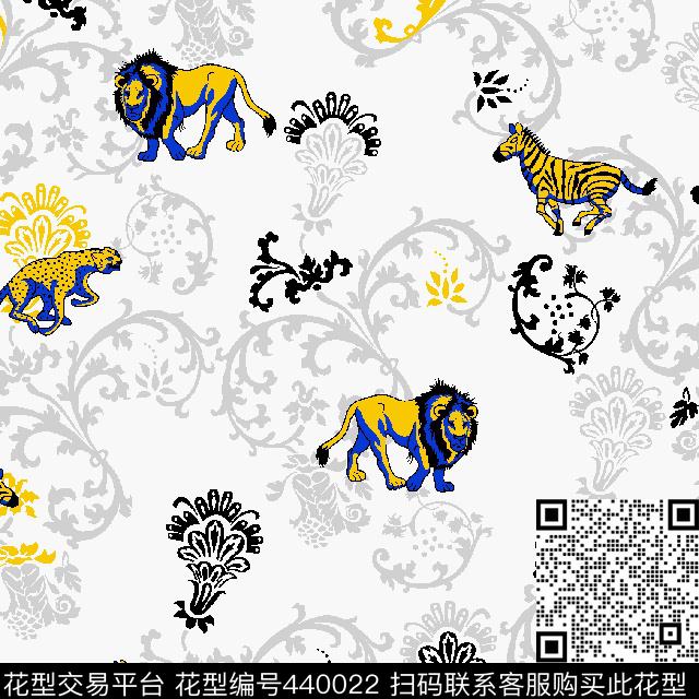 动物狮子斑马传统印花华亿平台下载（图片编号: 440022） - 瓦栏（Walan）