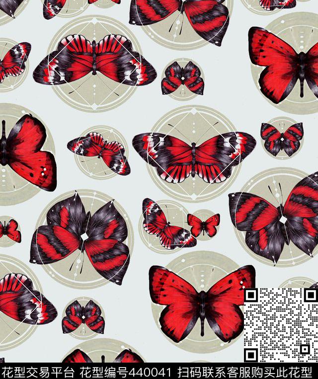 标本蝴蝶大波点动物数码印花华亿平台下载（图片编号: 440041） - 瓦栏（Walan）