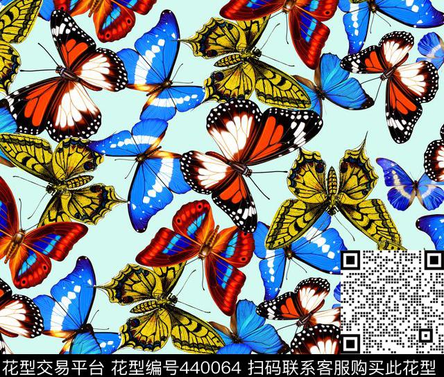 缤纷蝴蝶动物流行时尚数码印花华亿平台下载（图片编号: 440064） - 瓦栏（Walan）