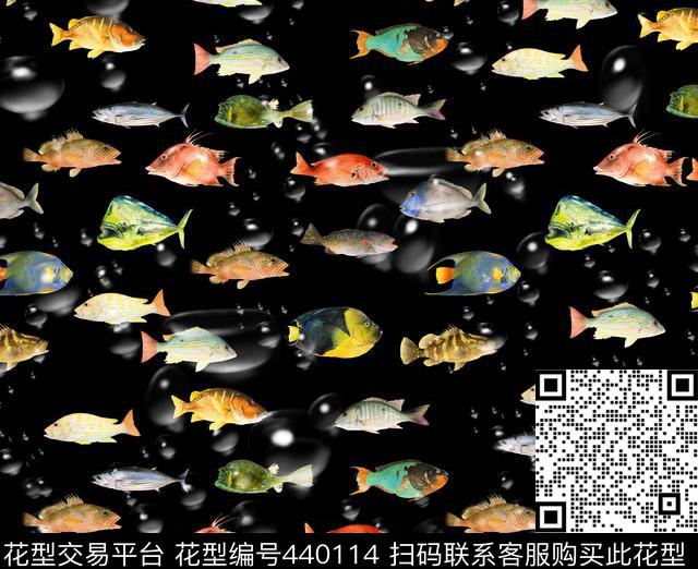 潮流趋势动物海底鱼类数码印花华亿平台下载（图片编号: 440114） - 瓦栏（Walan）