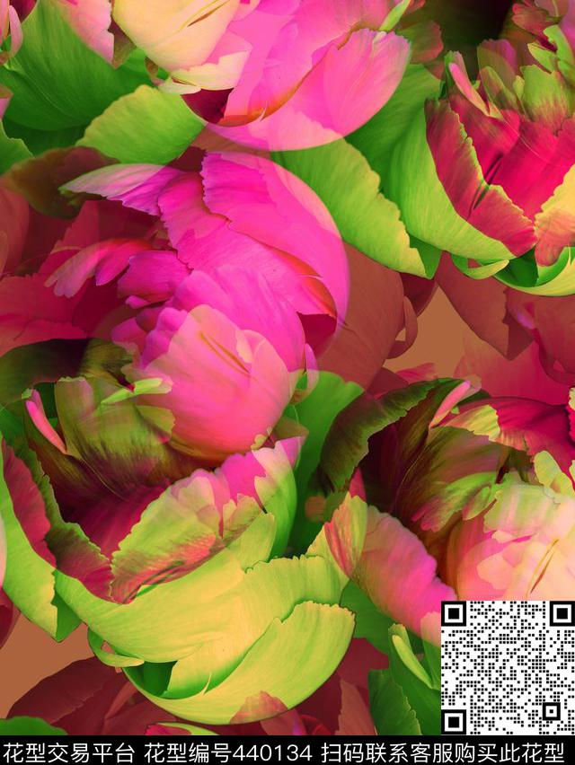 花卉梦幻浪漫写意数码印花华亿平台下载（图片编号: 440134） - 瓦栏（Walan）