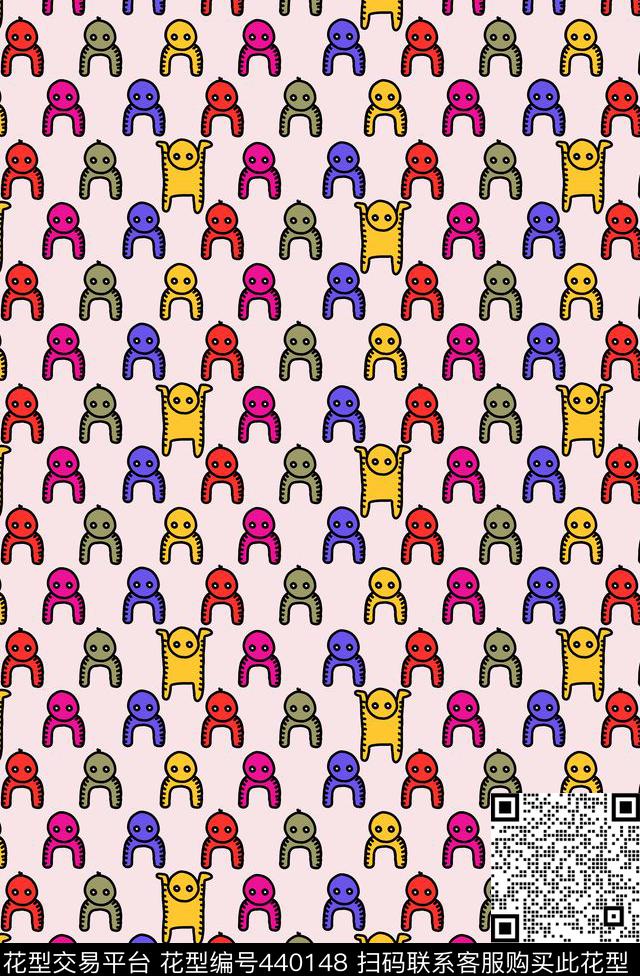 卡通卡通抽象卡通图案传统印花华亿平台下载（图片编号: 440148） - 瓦栏（Walan）