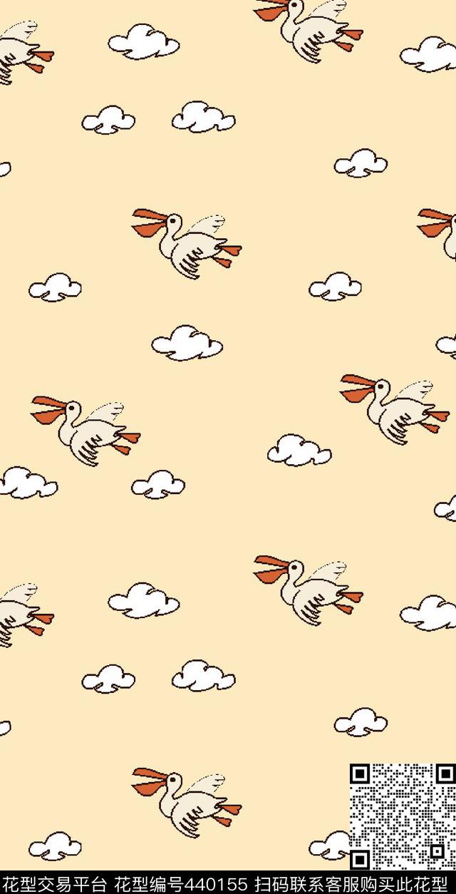 卡通卡通云朵天鹅云朵传统印花华亿平台下载（图片编号: 440155） - 瓦栏（Walan）