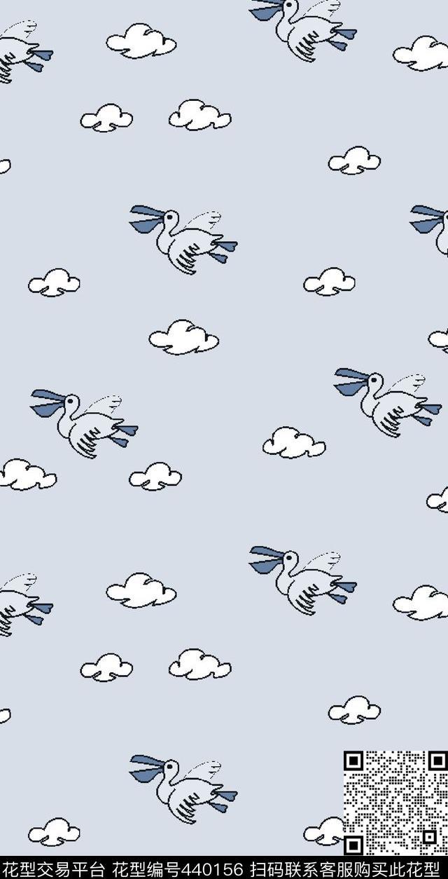 卡通云朵卡通云朵天鹅传统印花华亿平台下载（图片编号: 440156） - 瓦栏（Walan）