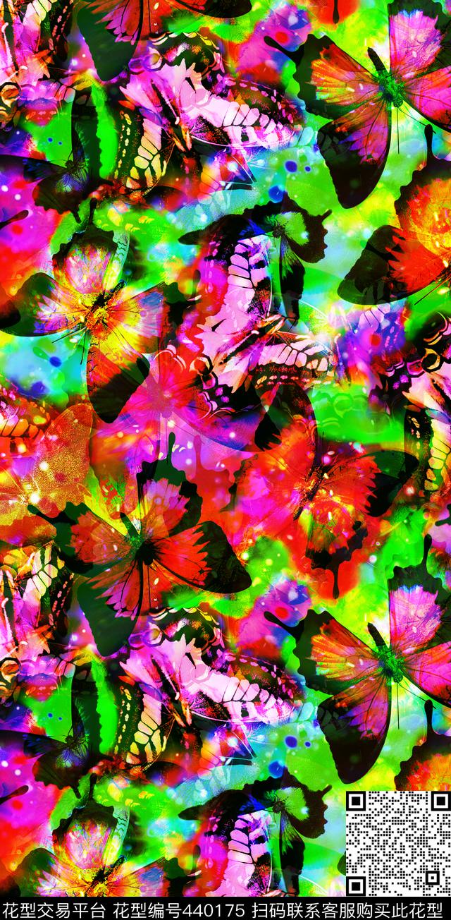 潮流时尚蝴蝶印花数码印花华亿平台下载（图片编号: 440175） - 瓦栏（Walan）