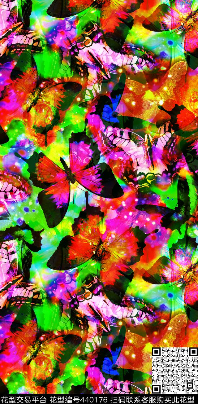 潮流时尚蝴蝶印花数码印花华亿平台下载（图片编号: 440176） - 瓦栏（Walan）