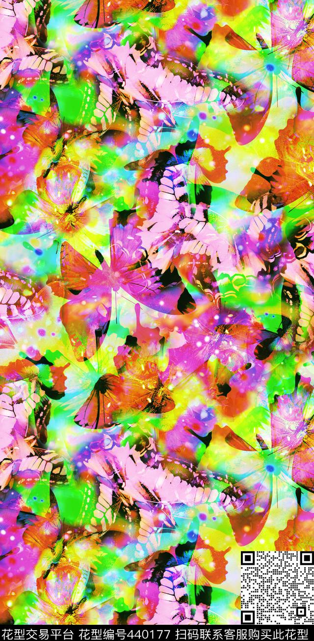 潮流时尚蝴蝶印花数码印花华亿平台下载（图片编号: 440177） - 瓦栏（Walan）