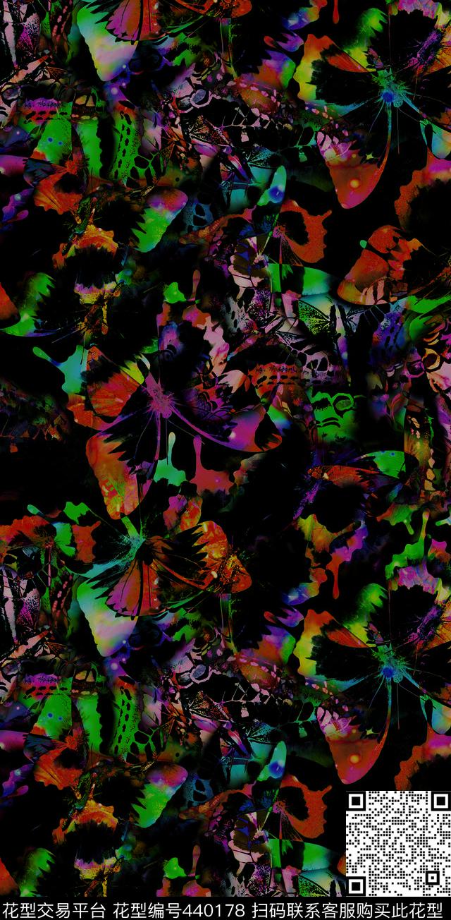 潮流时尚蝴蝶印花数码印花华亿平台下载（图片编号: 440178） - 瓦栏（Walan）