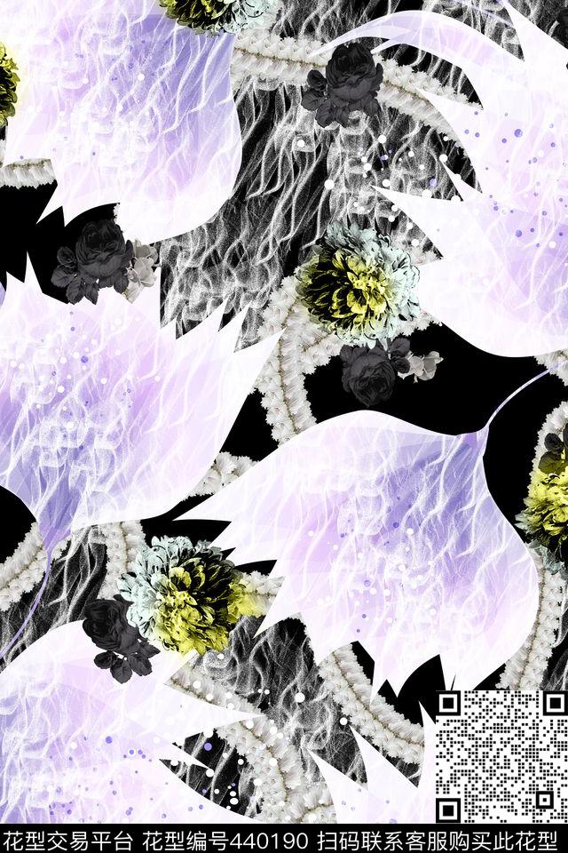 剪纸链条L.D~花卉数码印花华亿平台下载（图片编号: 440190） - 瓦栏（Walan）