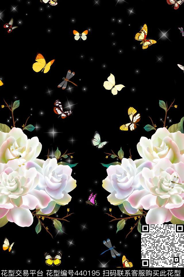 白花蝴蝶潮流女装数码印花华亿平台下载（图片编号: 440195） - 瓦栏（Walan）