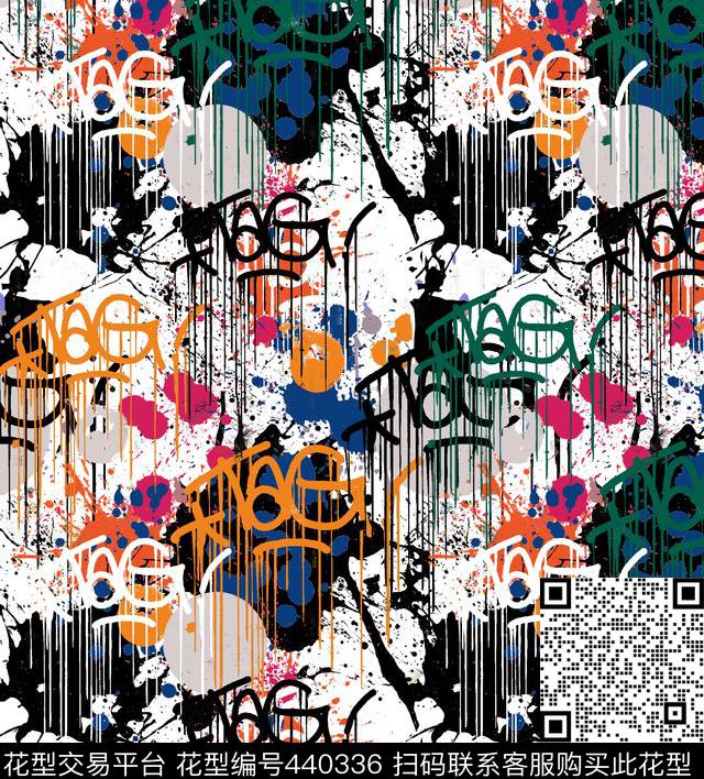 抽象街头风时尚个性数码印花华亿平台下载（图片编号: 440336） - 瓦栏（Walan）