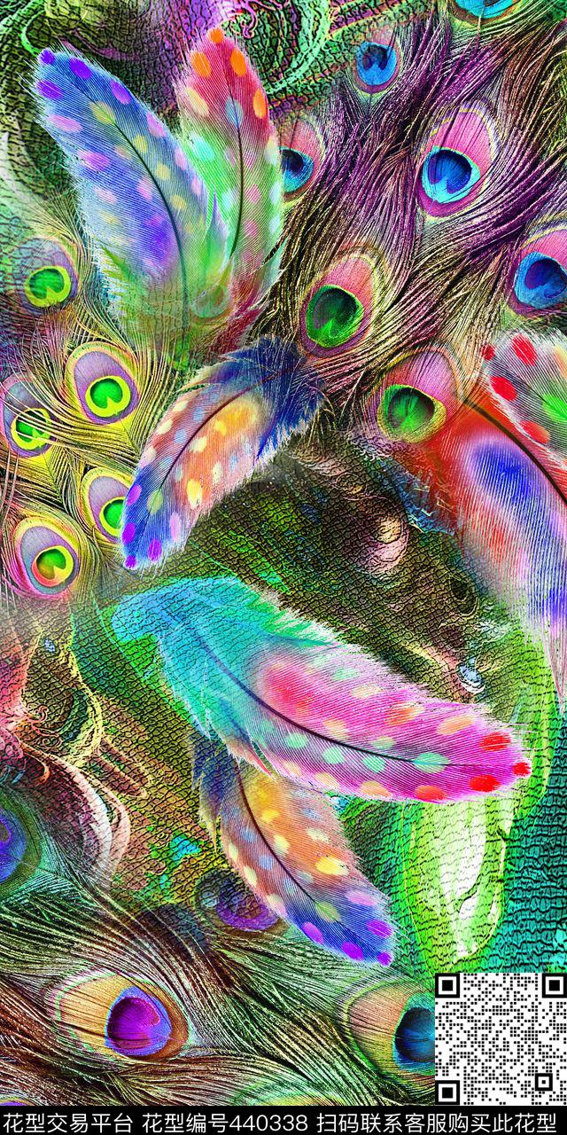 数码孔雀抽象数码印花华亿平台下载（图片编号: 440338） - 瓦栏（Walan）