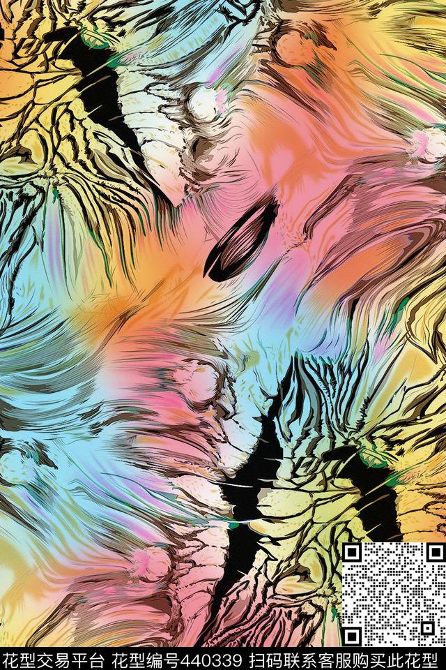 彩色乱纹乱花朦胧底纹数码印花华亿平台下载（图片编号: 440339） - 瓦栏（Walan）