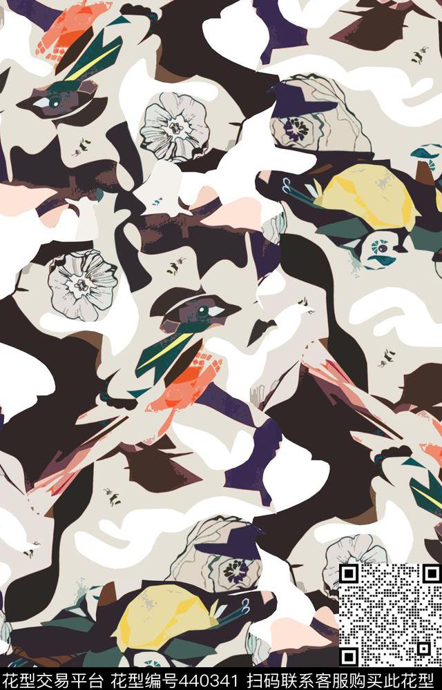 抽象大牌几何流行时尚数码印花华亿平台下载（图片编号: 440341） - 瓦栏（Walan）