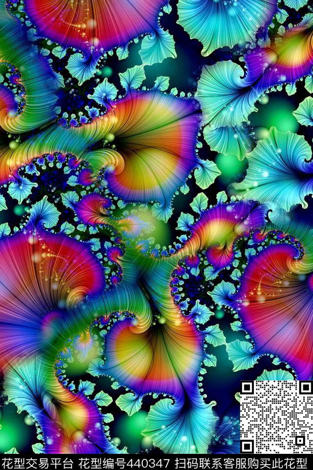 抽象分形炫光数码印花华亿平台下载（图片编号: 440347） - 瓦栏（Walan）
