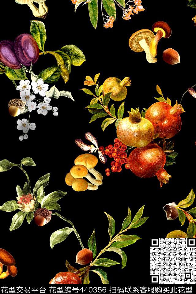 石榴时尚小蘑菇数码印花华亿平台下载（图片编号: 440356） - 瓦栏（Walan）