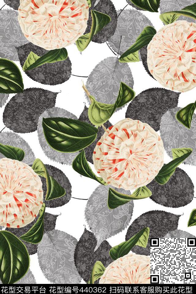 小清新时尚简约灯笼花树叶潮流女装数码印花华亿平台下载（图片编号: 440362） - 瓦栏（Walan）