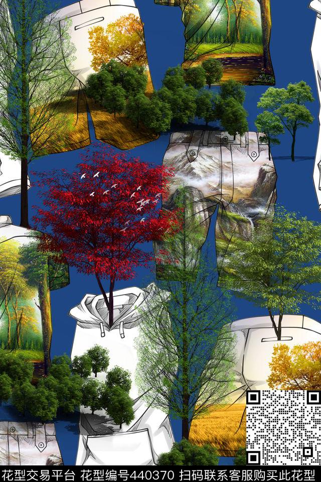 潮牌油画植物数码印花华亿平台下载（图片编号: 440370） - 瓦栏（Walan）