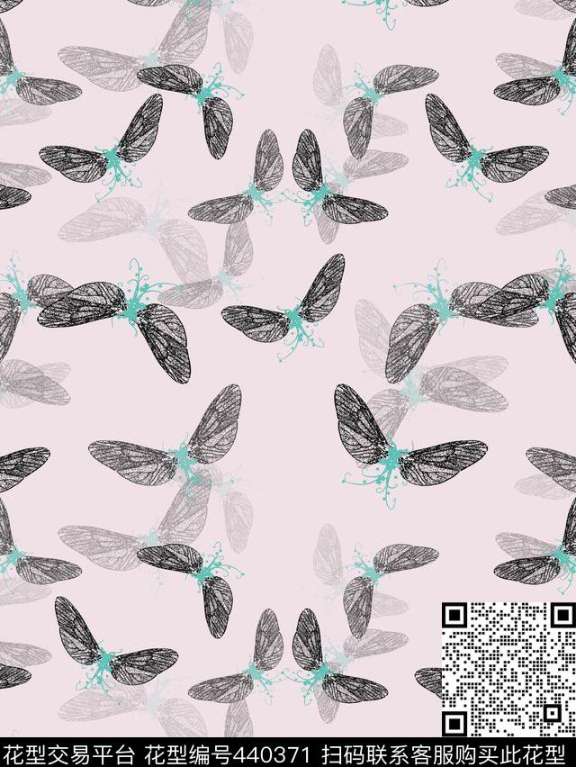 蝴蝶重叠抽象数码印花华亿平台下载（图片编号: 440371） - 瓦栏（Walan）