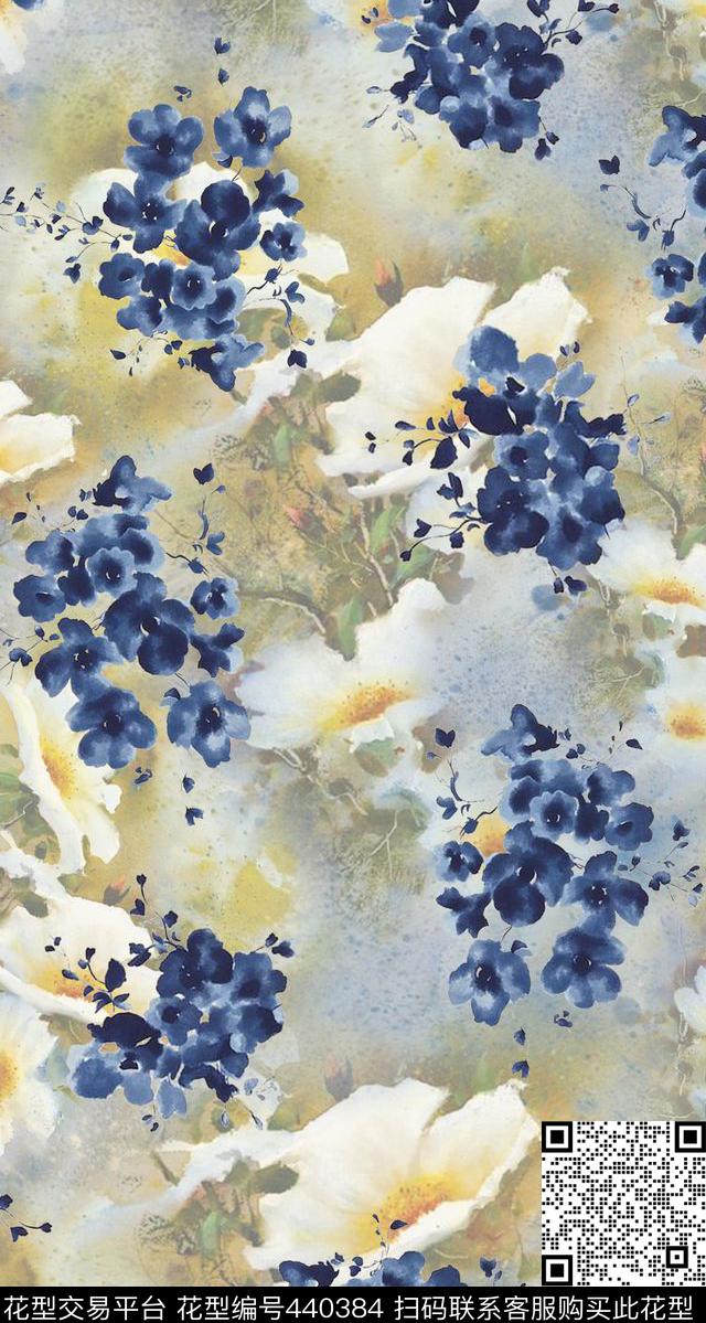 水墨清新简洁数码印花华亿平台下载（图片编号: 440384） - 瓦栏（Walan）