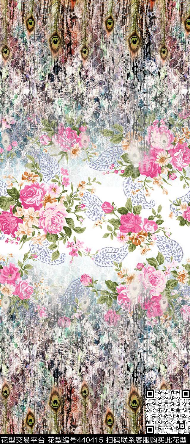 大花动物纹孔雀羽毛数码印花华亿平台下载（图片编号: 440415） - 瓦栏（Walan）