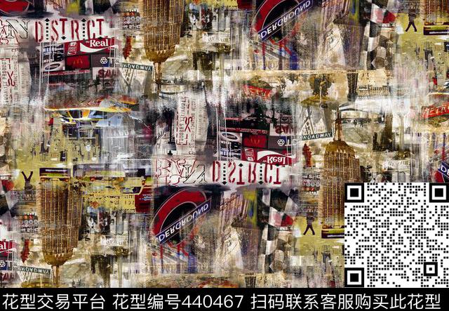 城市建筑抽象男装时尚欧美数码印花华亿平台下载（图片编号: 440467） - 瓦栏（Walan）