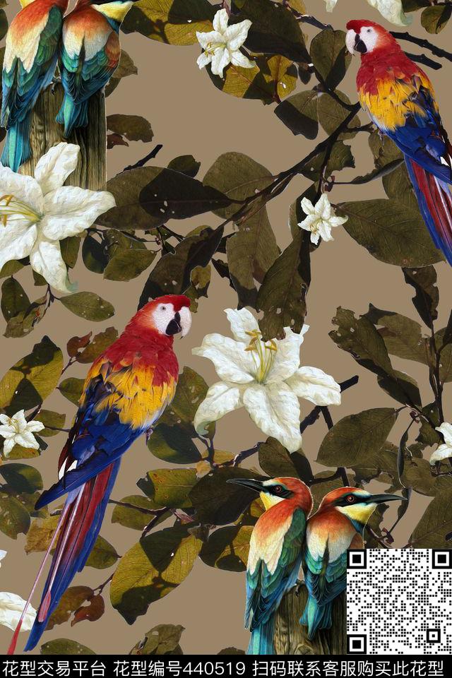 潮牌花卉热带风情数码印花华亿平台下载（图片编号: 440519） - 瓦栏（Walan）
