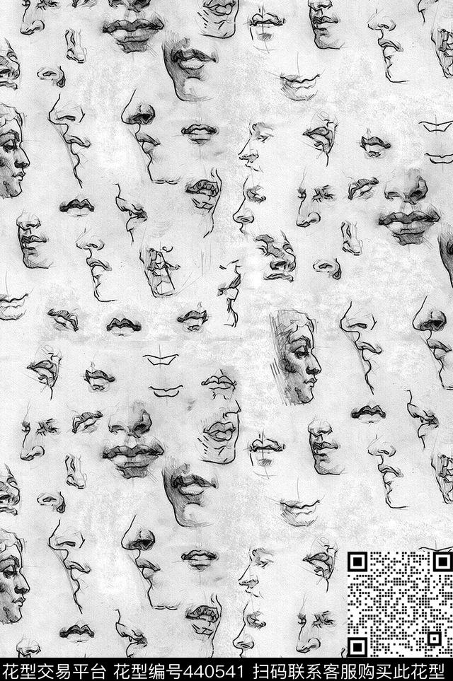 手绘素描速写传统印花华亿平台下载（图片编号: 440541） - 瓦栏（Walan）