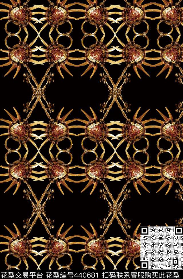 抽象几何画边数码印花华亿平台下载（图片编号: 440681） - 瓦栏（Walan）