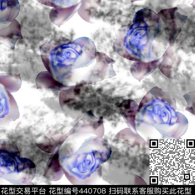 抽象花瓣花卉数码印花华亿平台下载（图片编号: 440708） - 瓦栏（Walan）