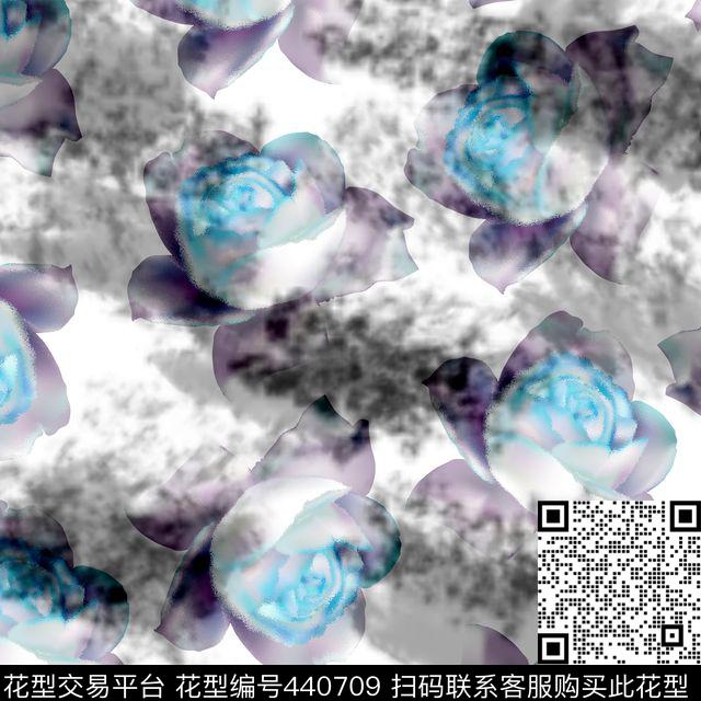 中国风花瓣花卉数码印花华亿平台下载（图片编号: 440709） - 瓦栏（Walan）