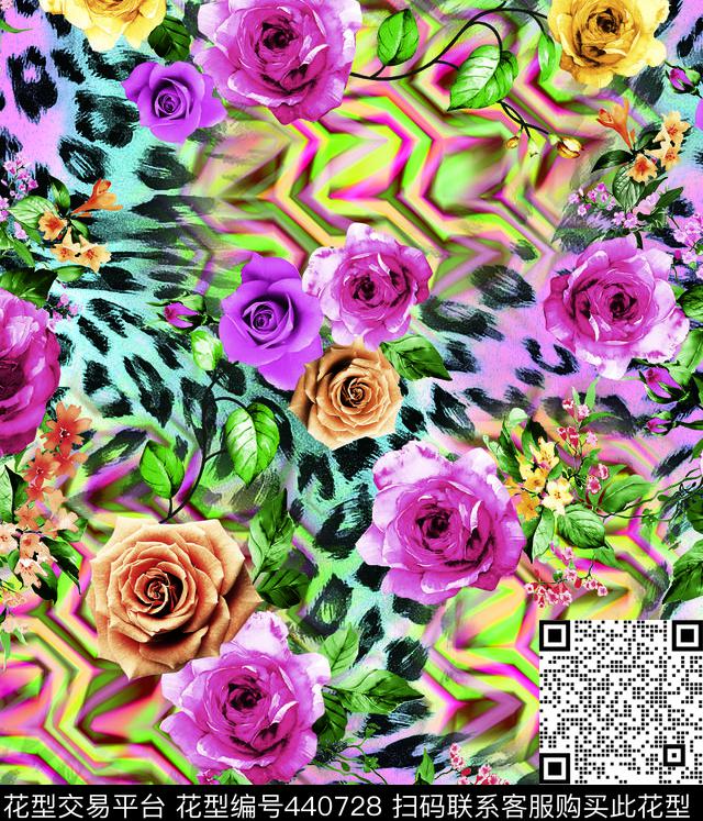 女装时尚数码印花豹点数码印花华亿平台下载（图片编号: 440728） - 瓦栏（Walan）