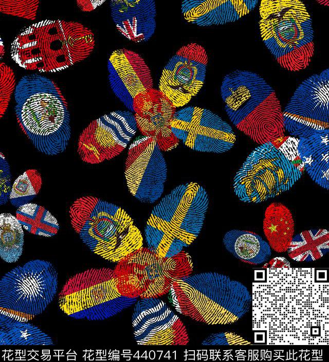 国旗花卉民族风传统印花华亿平台下载（图片编号: 440741） - 瓦栏（Walan）