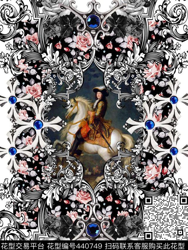 欧式花纹油画玫瑰数码印花华亿平台下载（图片编号: 440749） - 瓦栏（Walan）
