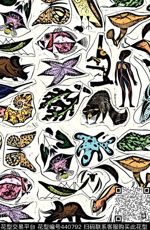 手绘生命科学数码印花华亿平台下载（图片编号: 440792） - 瓦栏（Walan）