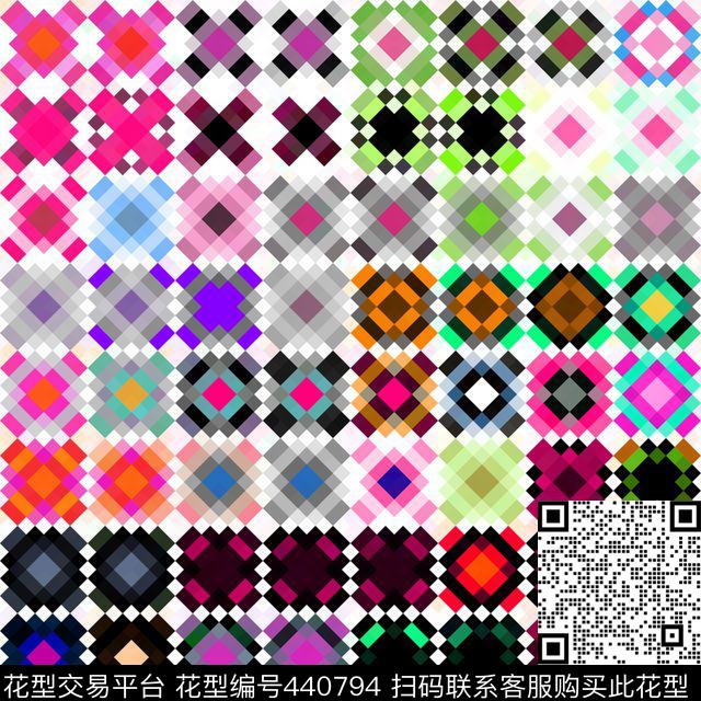 民族风几何缤纷数码印花华亿平台下载（图片编号: 440794） - 瓦栏（Walan）