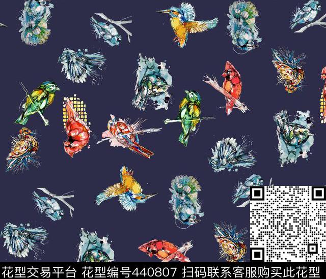 T恤卫衣衬衫抽象鸟动物数码印花华亿平台下载（图片编号: 440807） - 瓦栏（Walan）