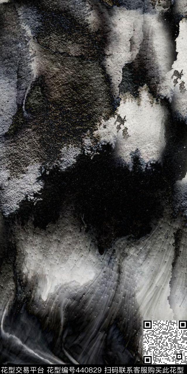 丝绸真丝棉布水墨水彩山水时尚流行新潮数码印花华亿平台下载（图片编号: 440829） - 瓦栏（Walan）