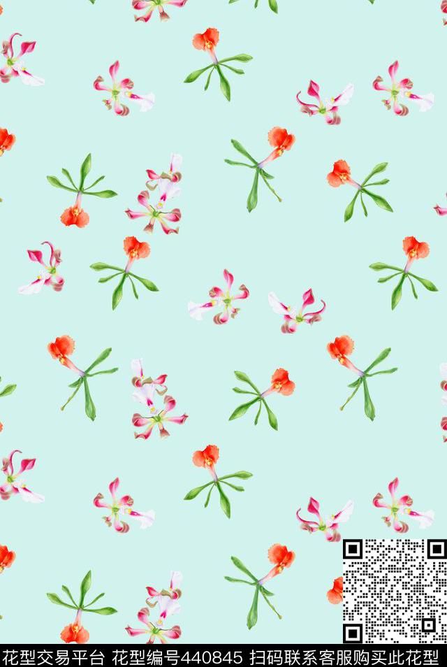 花卉清新时尚简约数码印花华亿平台下载（图片编号: 440845） - 瓦栏（Walan）
