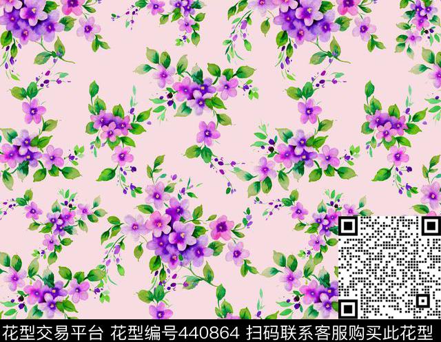 时尚水彩小碎花小清新数码印花华亿平台下载（图片编号: 440864） - 瓦栏（Walan）