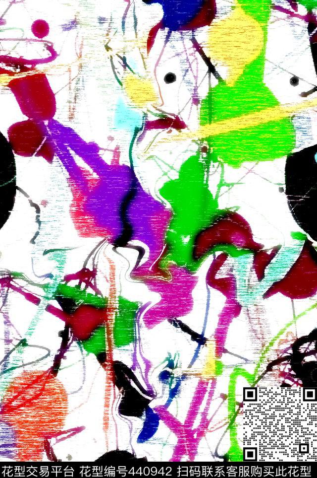 笔画油漆喷溅数码印花华亿平台下载（图片编号: 440942） - 瓦栏（Walan）