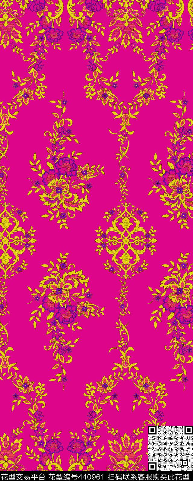 传统印花花卉叶子双边定位印花传统印花华亿平台下载（图片编号: 440961） - 瓦栏（Walan）