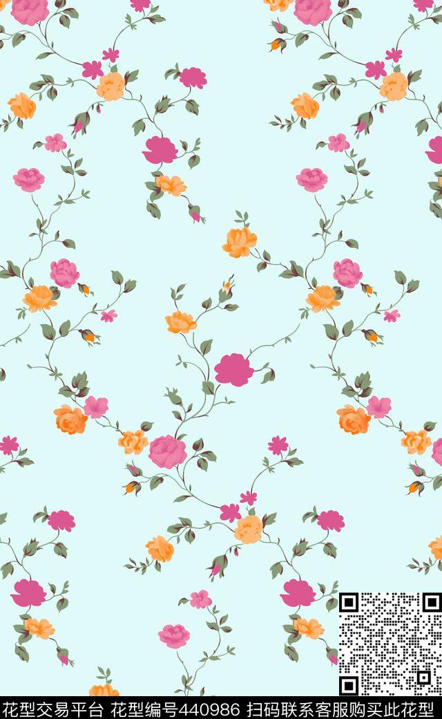 简约手绘小碎花数码印花华亿平台下载（图片编号: 440986） - 瓦栏（Walan）