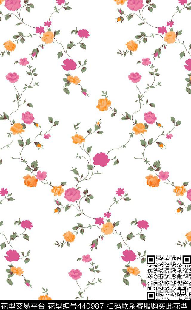 简约手绘小碎花数码印花华亿平台下载（图片编号: 440987） - 瓦栏（Walan）