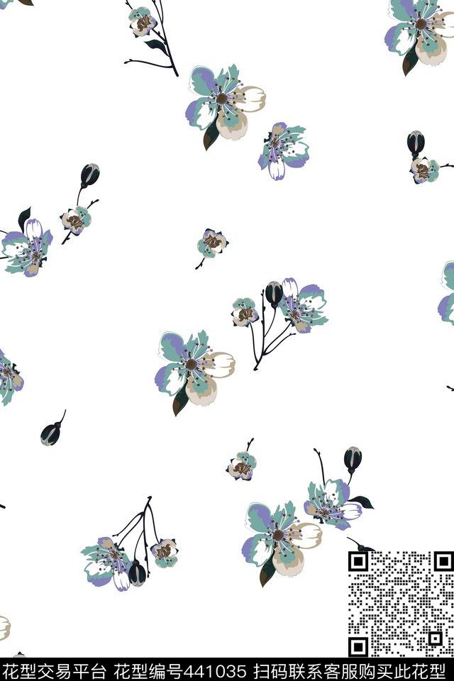 L.D~花卉清新小碎花传统印花华亿平台下载（图片编号: 441035） - 瓦栏（Walan）