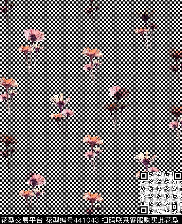 小清新小碎花油墨格子数码印花华亿平台下载（图片编号: 441043） - 瓦栏（Walan）