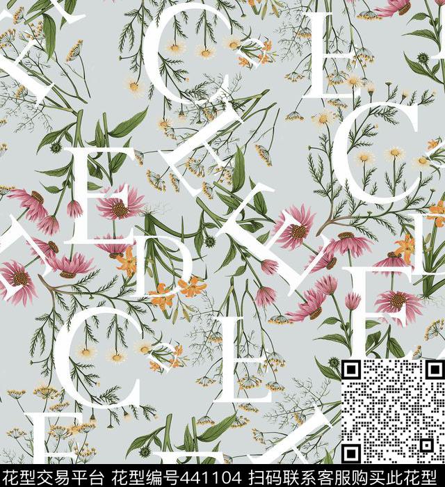 韩国时尚花卉时尚小清新数码印花华亿平台下载（图片编号: 441104） - 瓦栏（Walan）